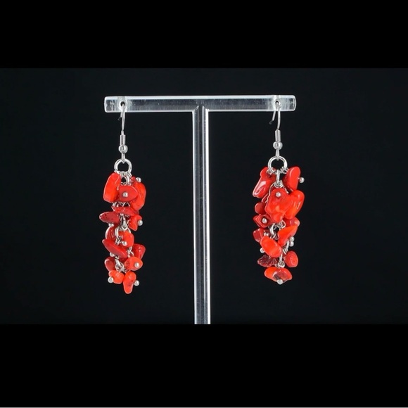 Vibrant Coral 3-Piece Jewelry Set Gemstone Necklace set Bracelet & Earrings - Picture 2 of 6